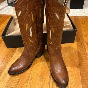 Frye Tan Leather Heeled Boots